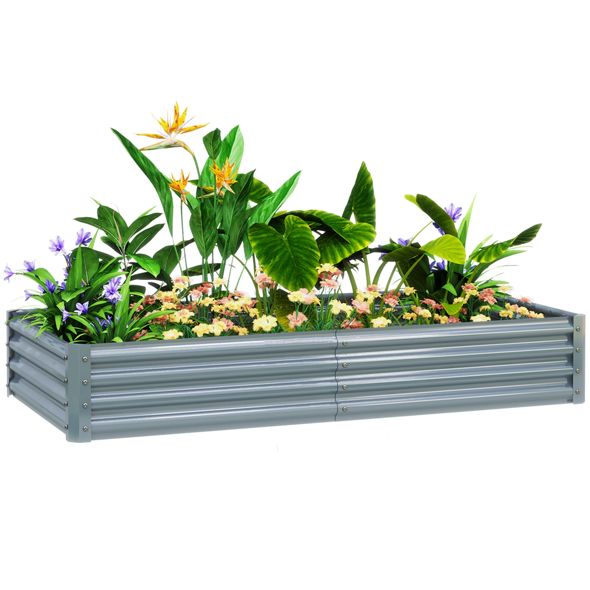 Outsunny Galvanised Raised Garden Bed - Durable, Spacious, and Weather-Resistant