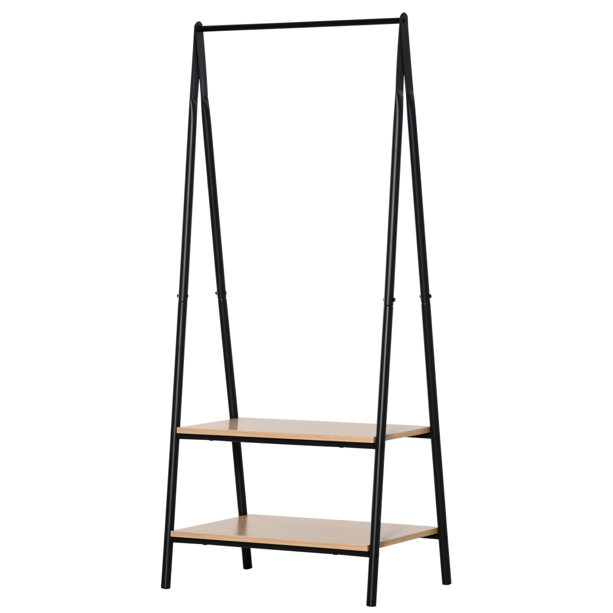 2-Tier Garment Rack, 149 H cm-Black/Wood Grain