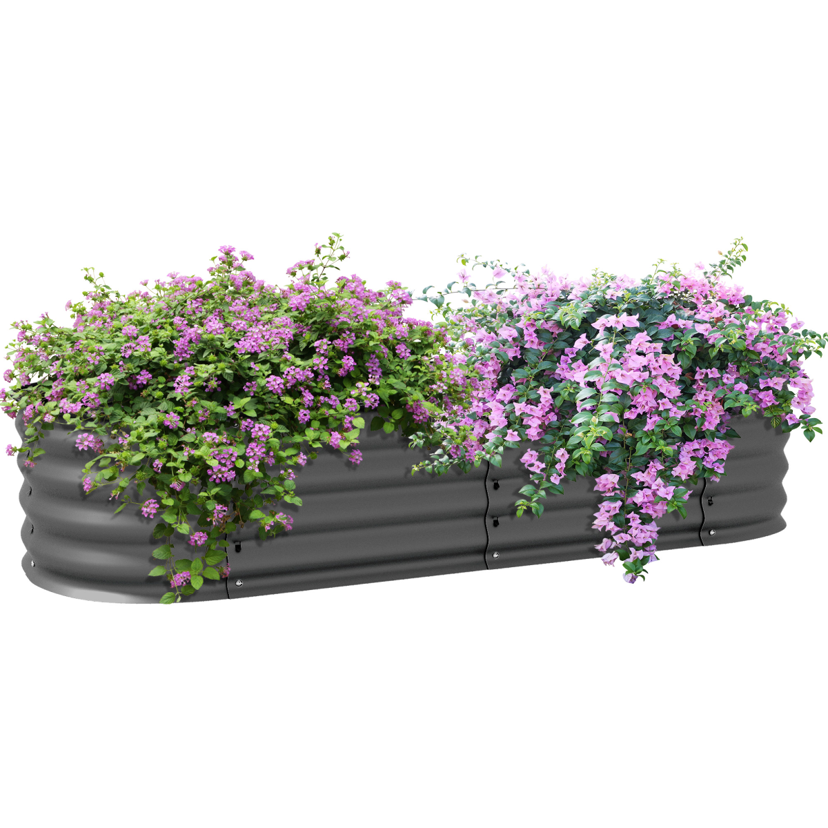 Outsunny Galvanized Raised Garden Bed – Customizable Planter Box with Safety Edging