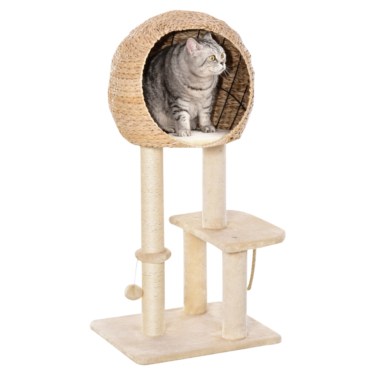 100cm Cat Tree Tower Kitten Climbing Tower W/ Scratching Post Condo Pawhut