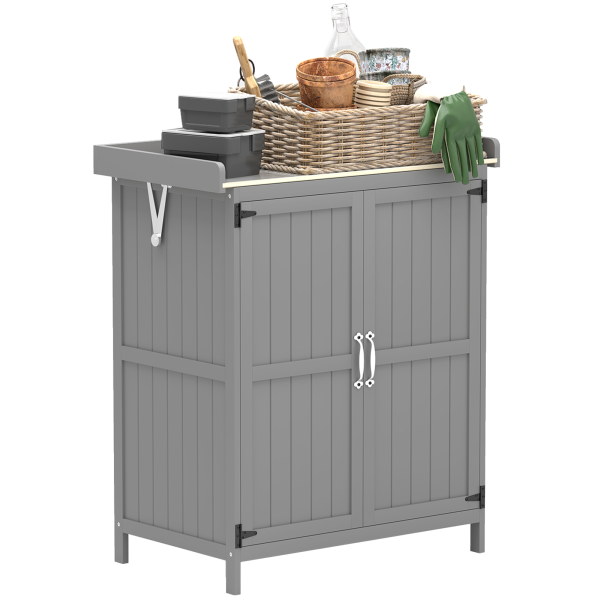 Sturdy Garden Storage Bench with Stainless Steel Top & Easy Access