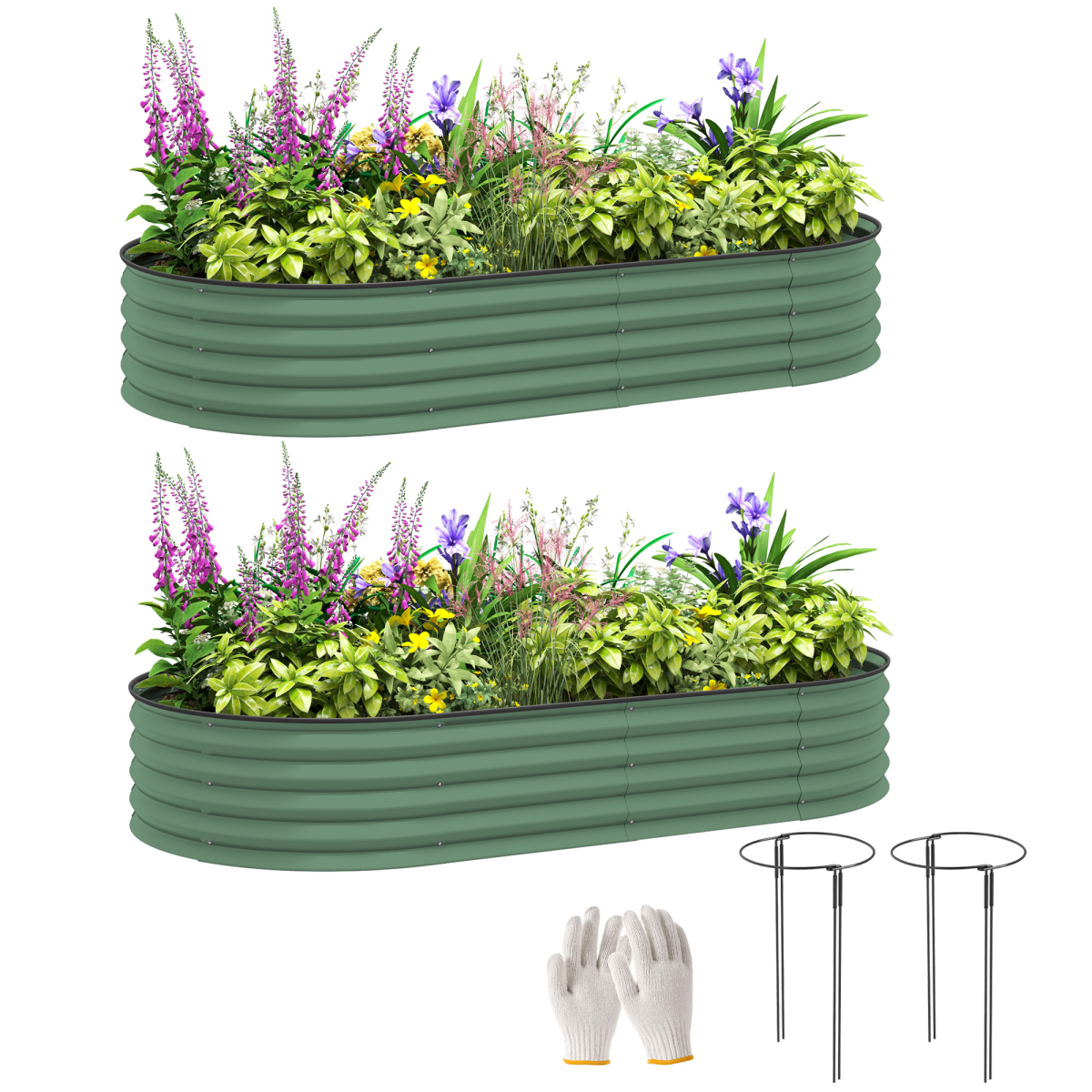 Durable Galvanised Steel Raised Garden Planters - Set of 2 for Maximum Growth