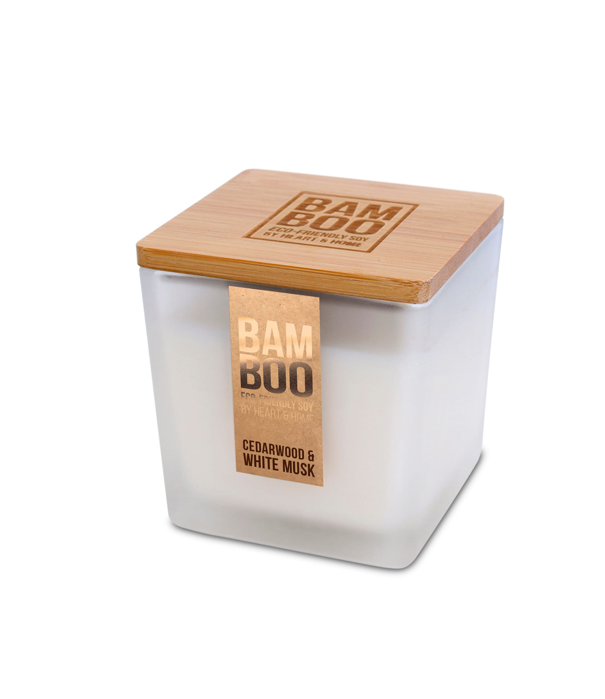 40-Hour Bamboo Cedarwood & White Musk Soy Candle with Crackling Wick