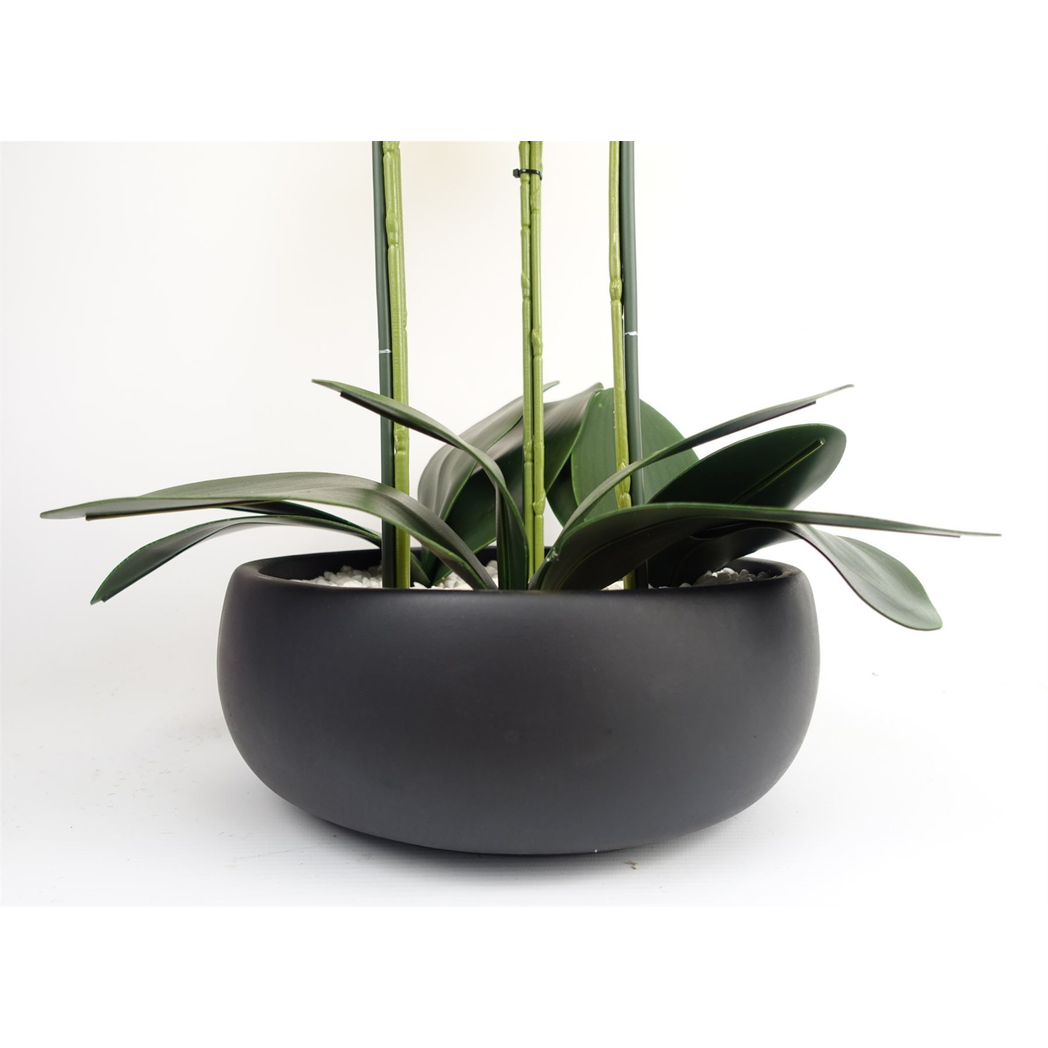 60cm Orchid Artificial Yellow Black Ceramic Planter