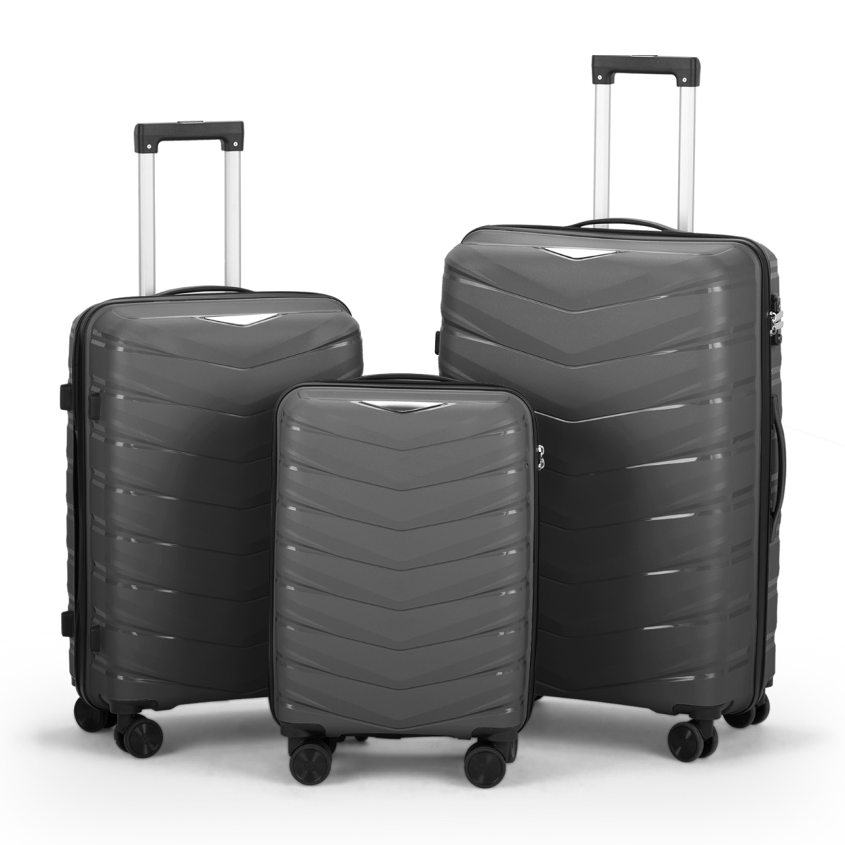 Versatile V-Shaped Stripe 3-in-1 Trolley Case - Stylish Dark Gray Travel Solution
