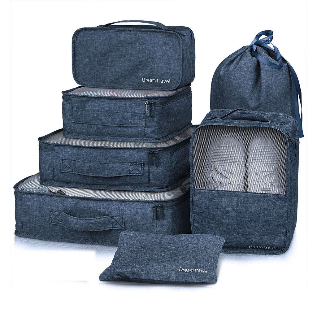 7pcs Packing Cubes Luggage Storage Organiser Travel Compression Suitcase Bags