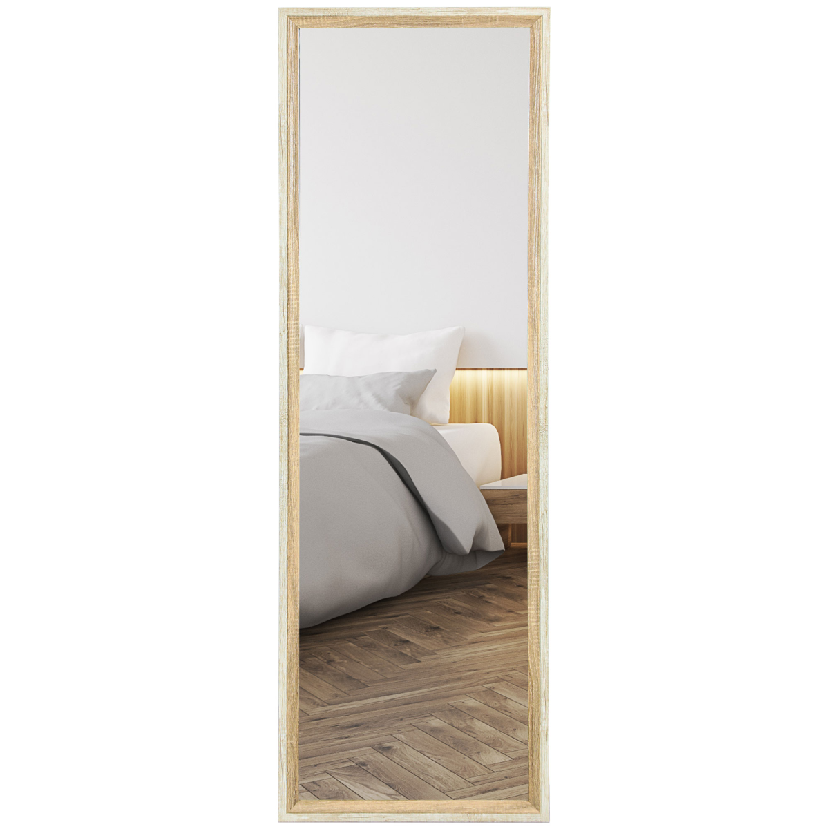 HOMCOM Full Length Mirror, Standing Leaning Wall, 163 x 53 cm, Oak