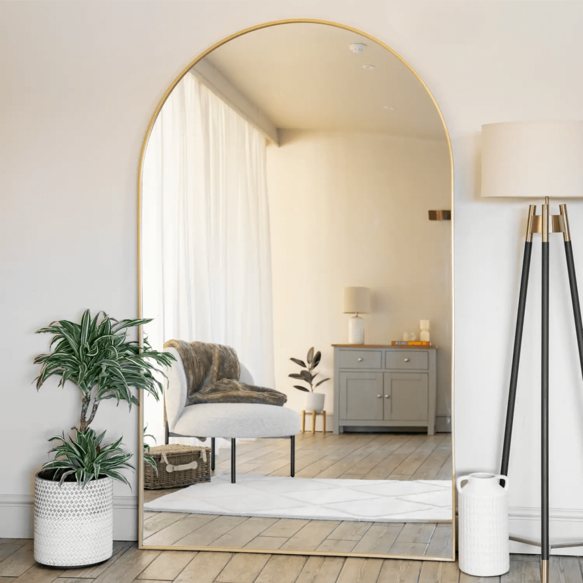 Akiko Gold Arched Metal Mirror - Elegant Design for Stylish Spaces, 180cm x 105cm