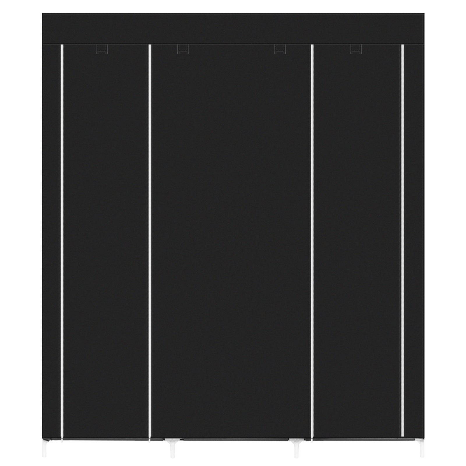 69" Portable Clothes Closet Non-Woven Fabric Wardrobe Double Rod Storage Organizer Black