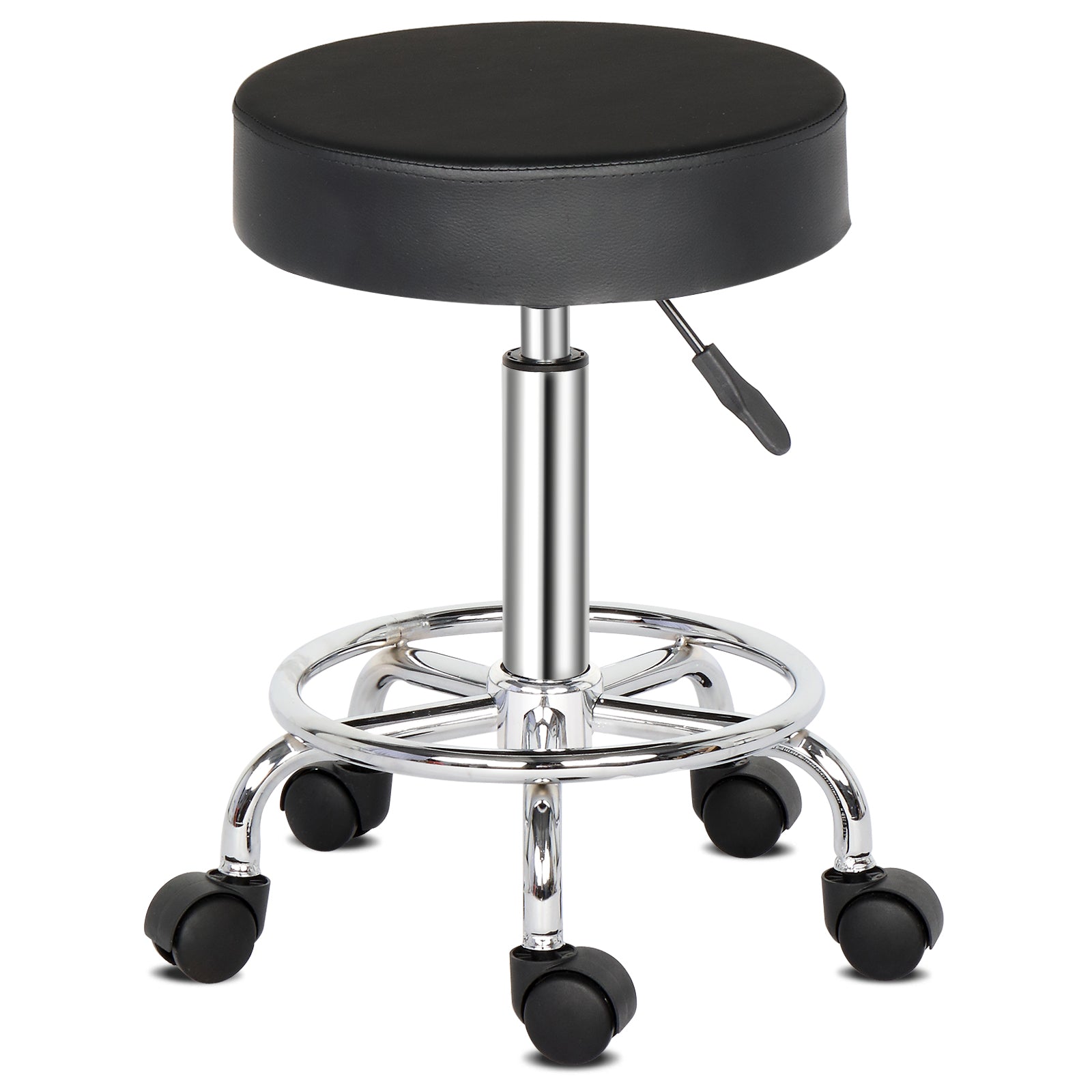 Chic 360° Rotation Bar Stool with Ha Ha Feet - Stylish Black Comfort