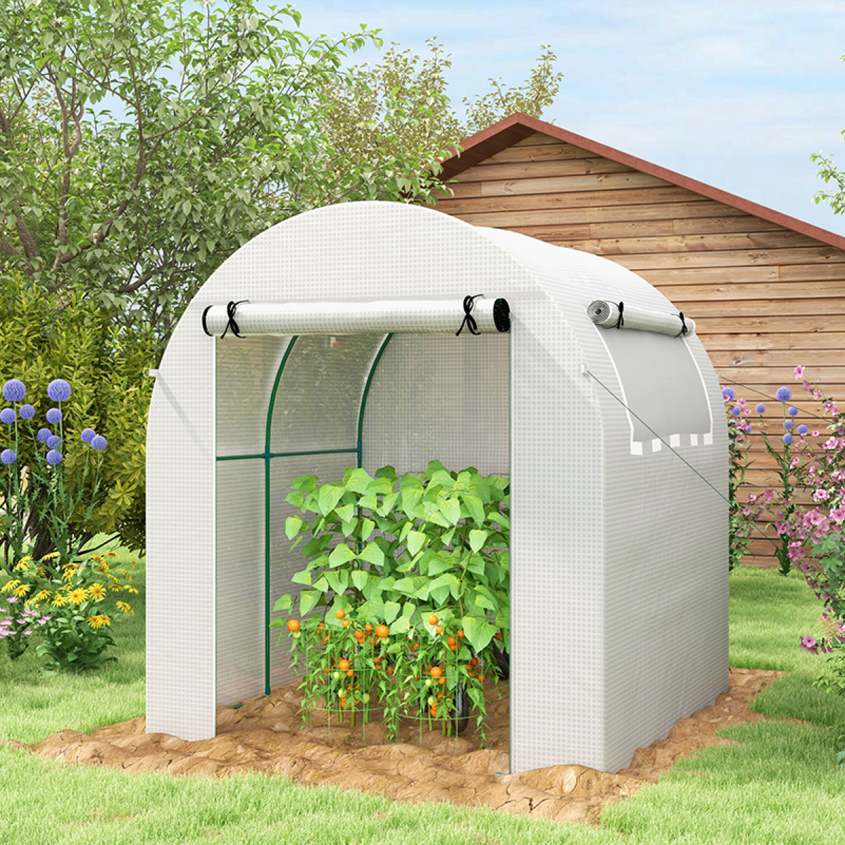Outsunny 6ft x 6ft Portable Greenhouse with Roll-up Window & Zipped Door