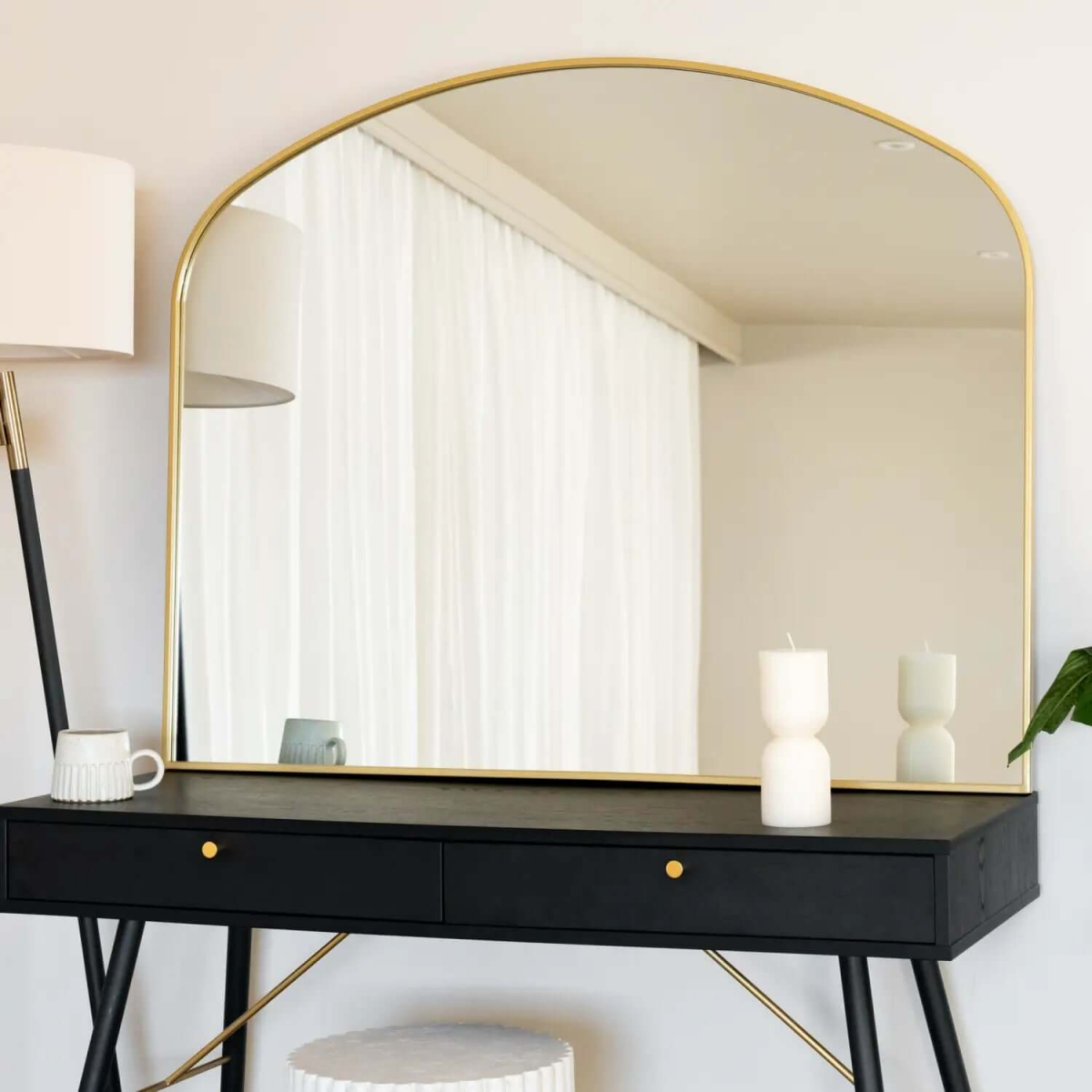 Yōko Gold Metal Gentle Arch Mirror - Elegant 95cm x 120cm Statement Piece