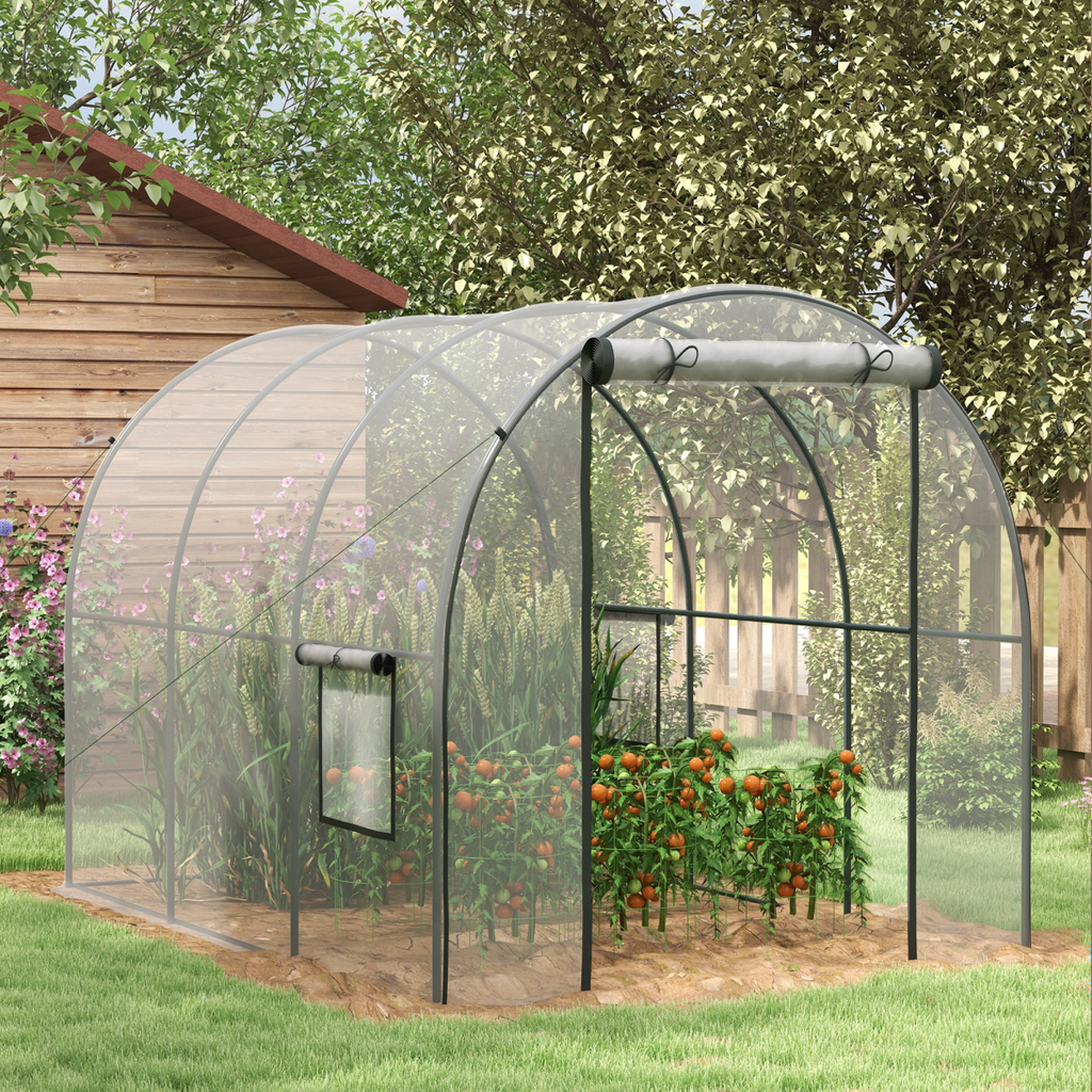 Outsunny 3x2m Polytunnel Greenhouse: Steel Frame, Roll-Up Door & Airy Windows