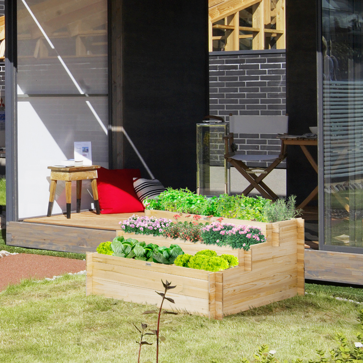 3-Tier Raised Garden Box with 9 Grow Grids - Ideal for Healthy Plants!