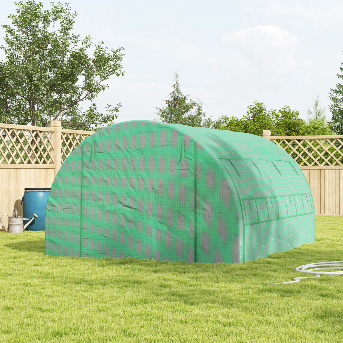 4 x 3 x 2 m Polytunnel Greenhouse Pollytunnel Tent w/ Steel Frame Green