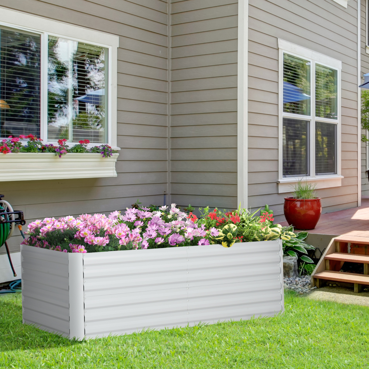 Galvanized Steel Raised Garden Beds - Durable Outdoor Planters, 180x90cm