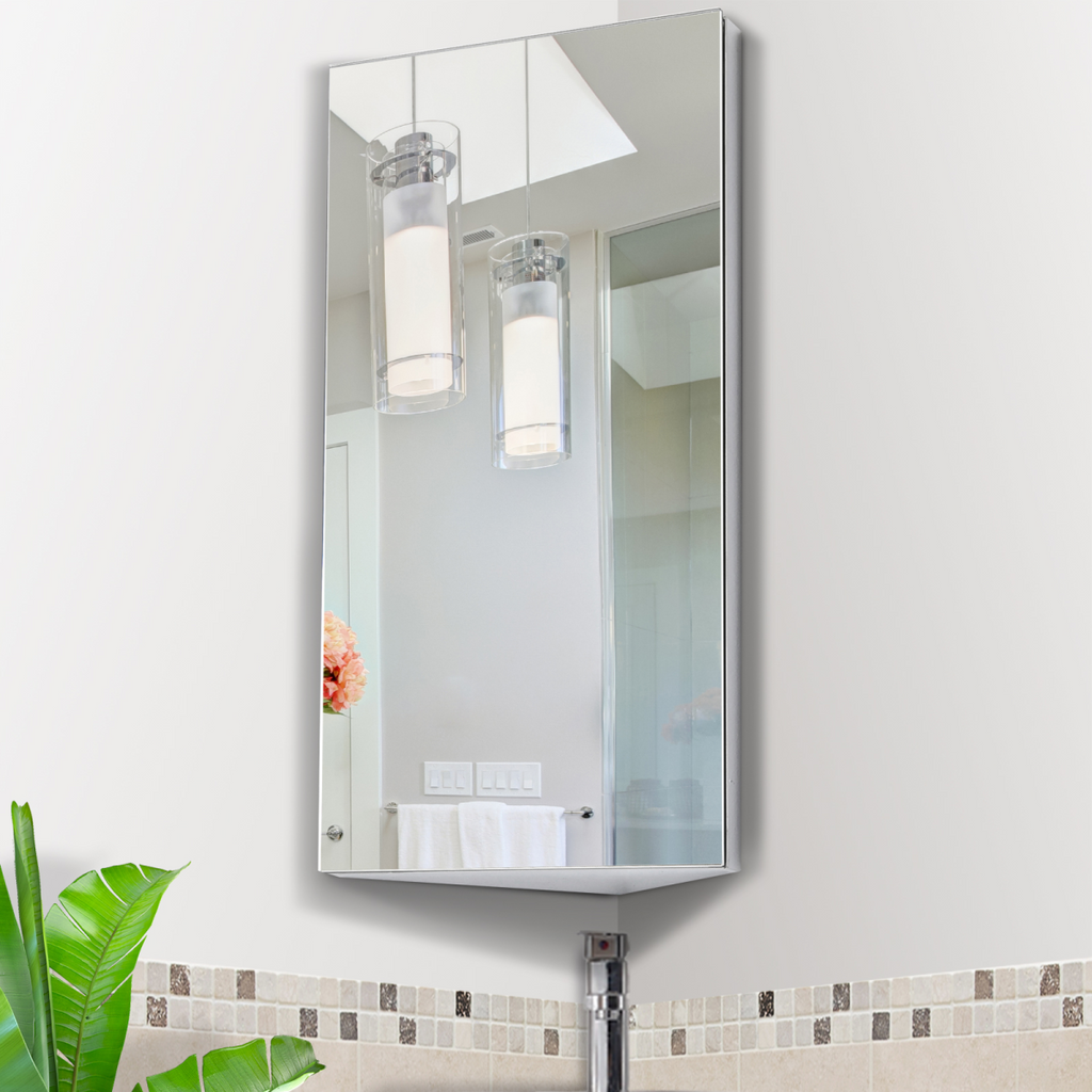Homcom stainless steel floating corner cabinet