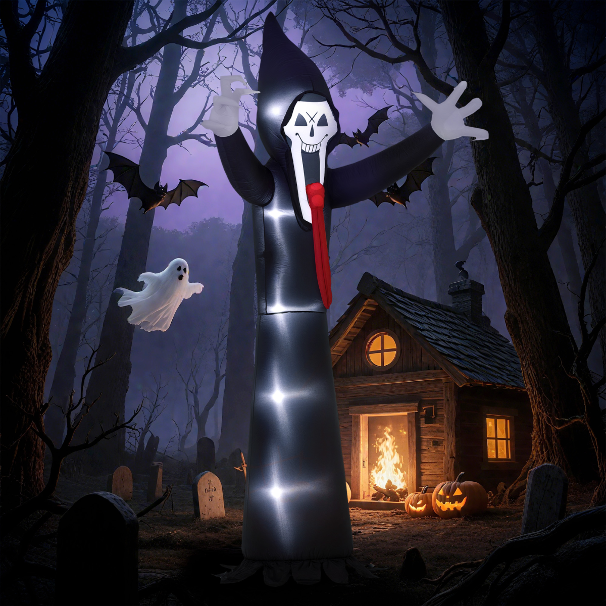 Outsunny 10 FT Grim Reaper Halloween Inflatable for Indoor, Outdoor Party