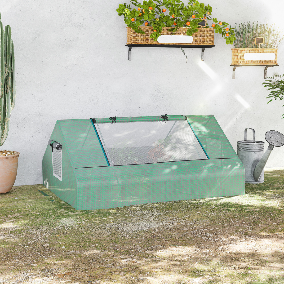 180 x 140 x 80cm Mini Portable Greenhouse with Zipped Windows and Door, Green