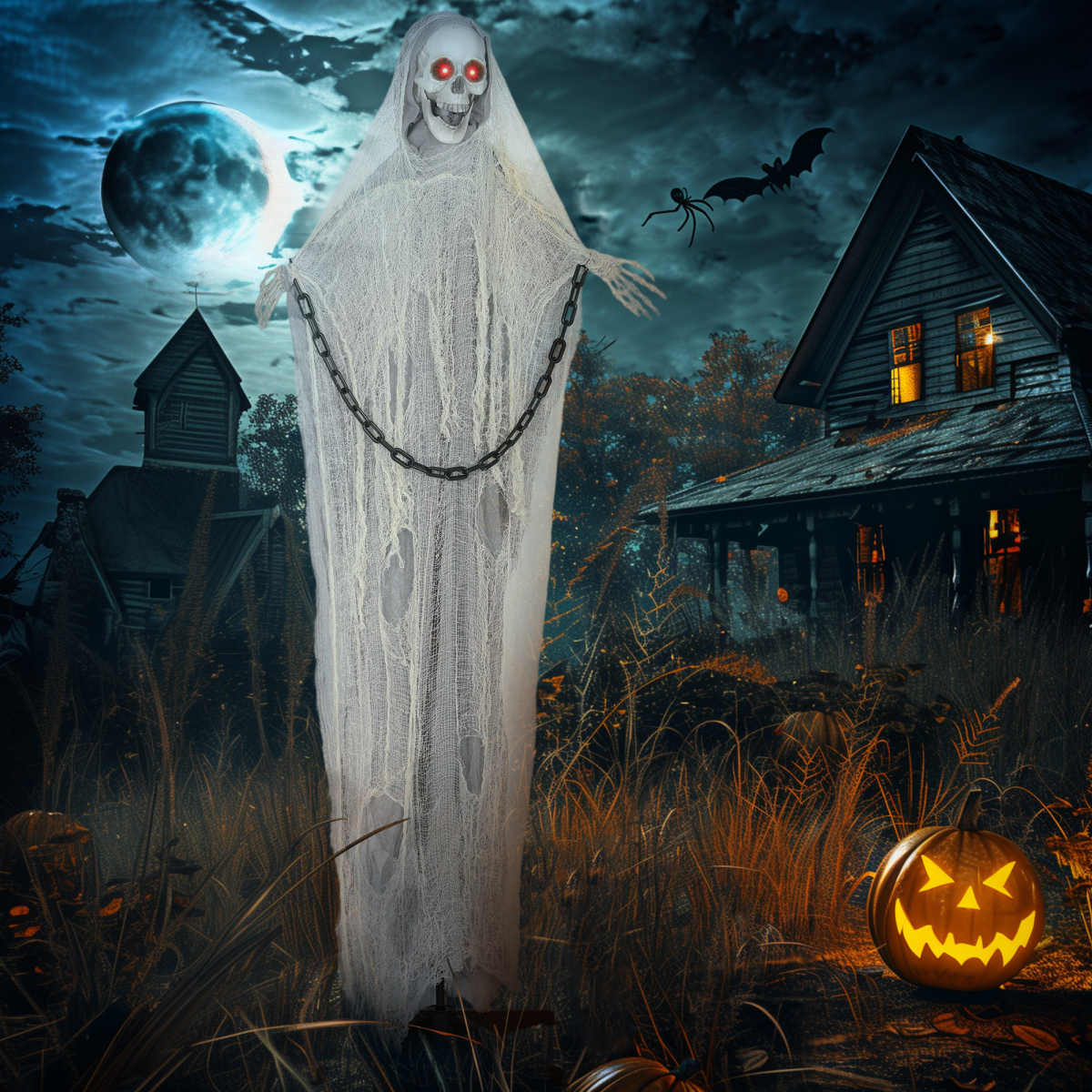 Outsunny 183 cm Life Size Scary Halloween Decorations, Battery Operated