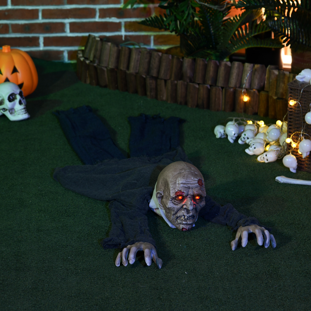 HOMCOM 5.2ft Halloween Outdoor Decoration Crawling Zombie, Sound Activated