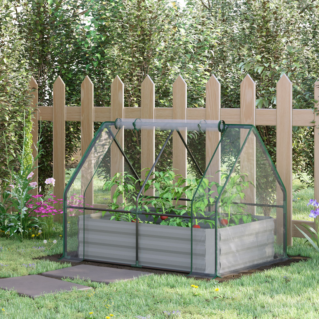 Dual-Use Steel Raised Garden Planter with Greenhouse Cover - Sturdy & Versatile!