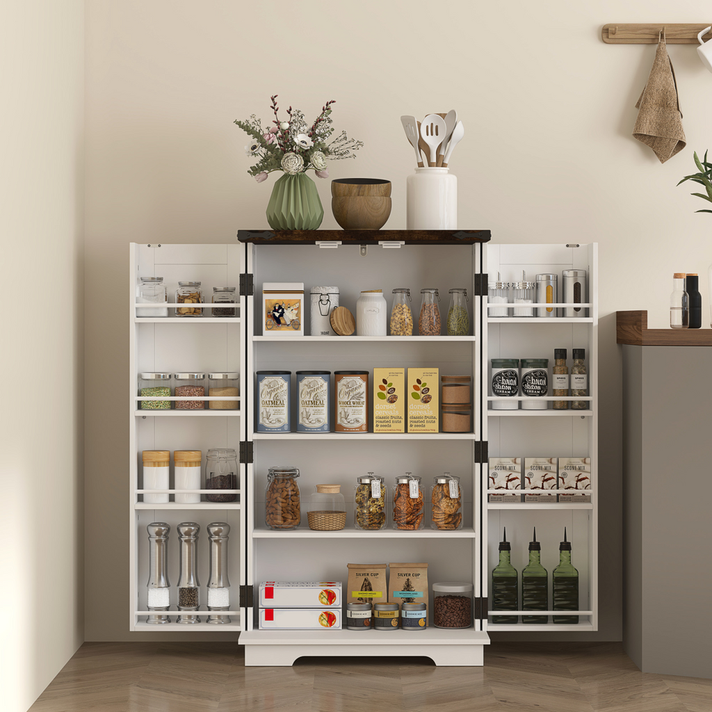 Stylish Farmhouse Cabinet with Adjustable Shelves - Sturdy Storage Solution