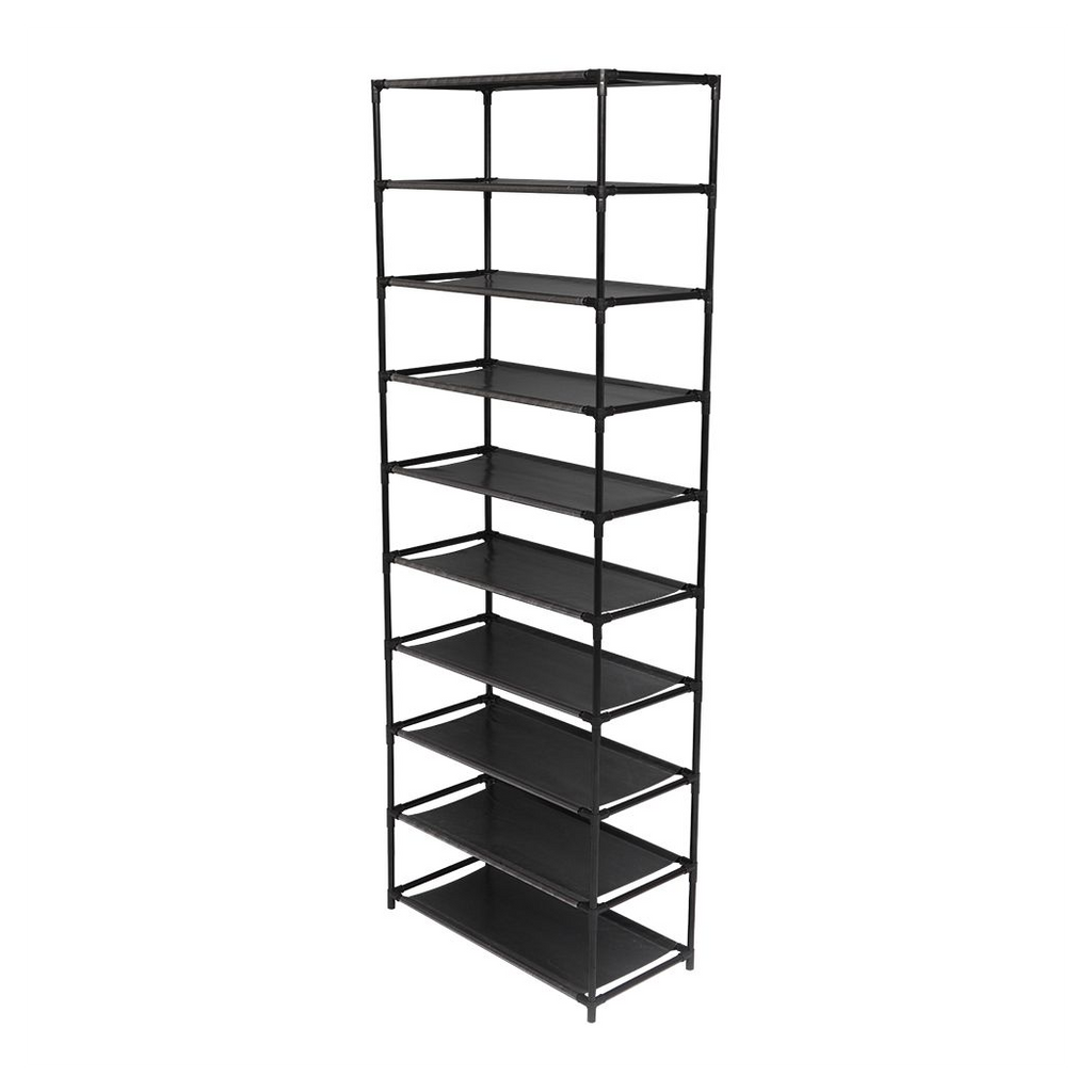 10 Tier Stackable Shoe Rack Storage Shelves - Stainless Steel Frame Holds 50 Pairs Of Shoes