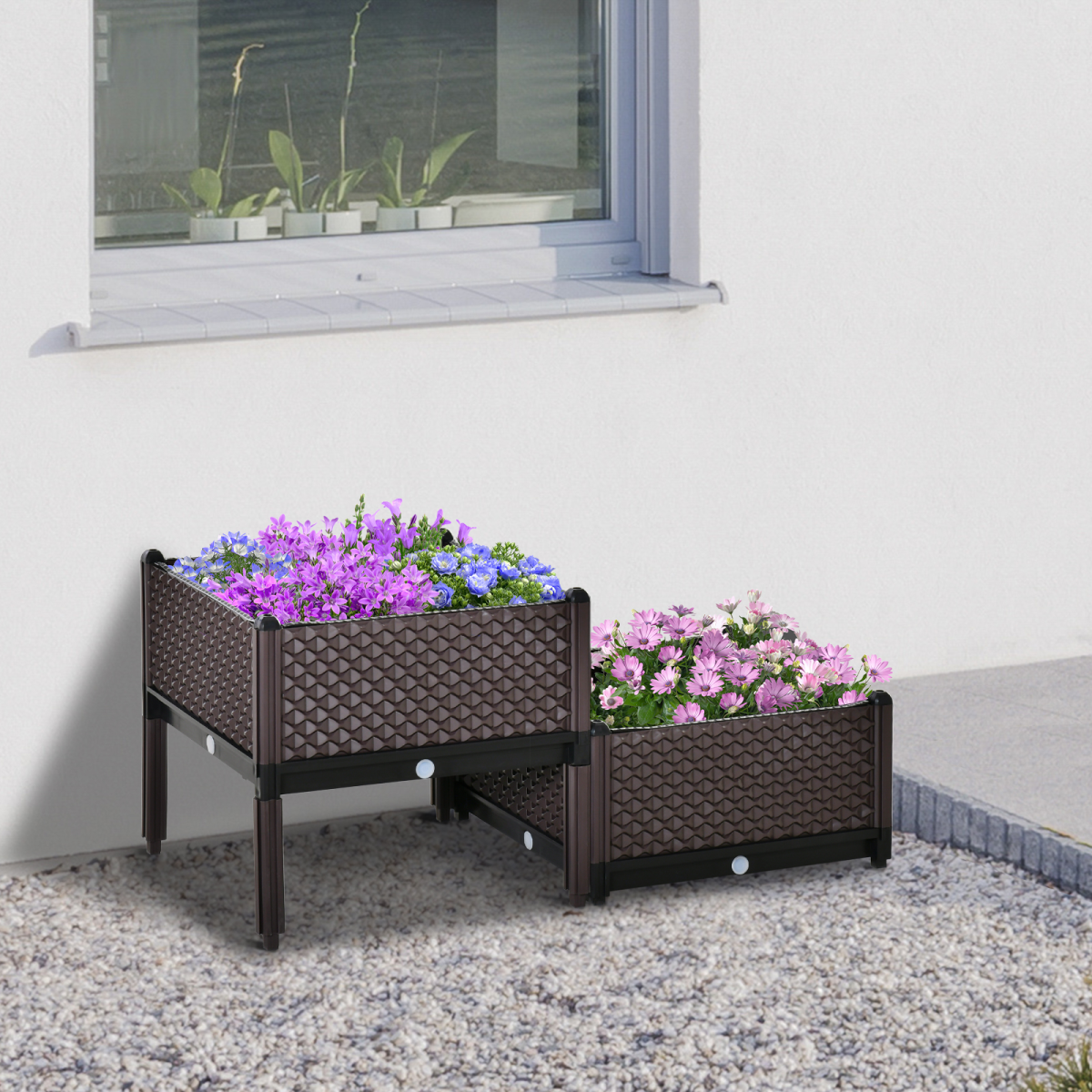 Elevate Your Garden: 2-Piece Versatile Raised Planter Box for Home Growth!