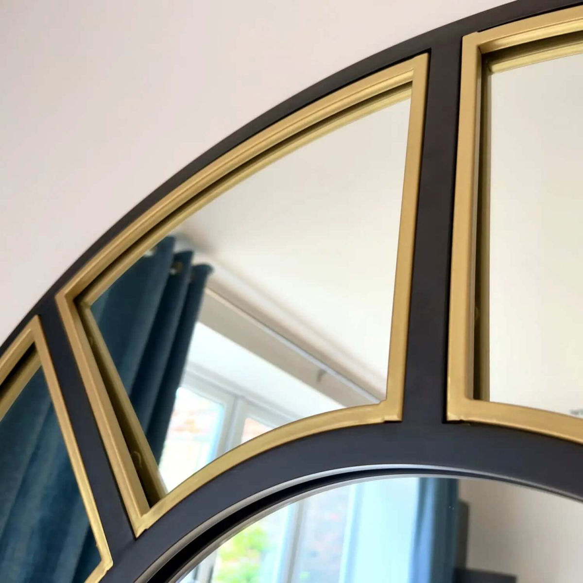 Mio Black & Gold Arched Window Mirror - Luxurious Statement Piece, 180cm x 105cm