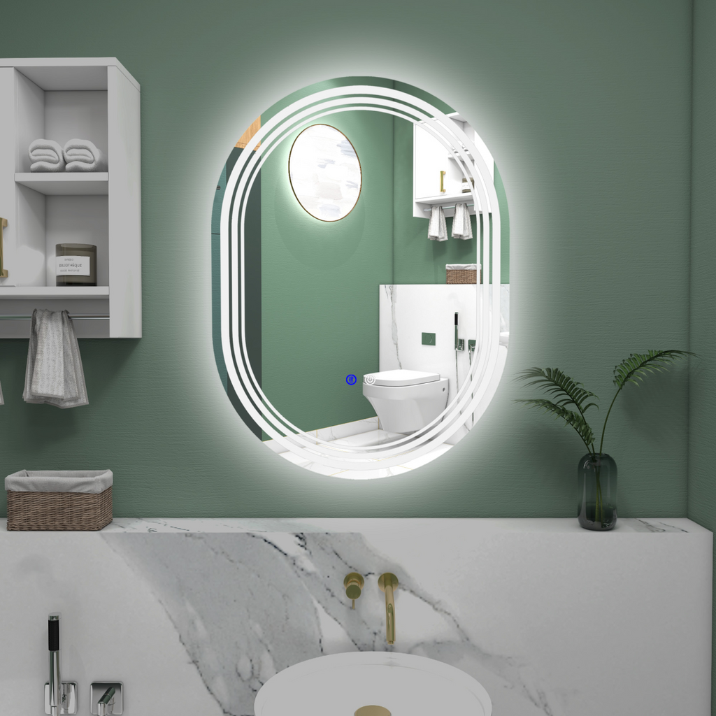 kleankin Bathroom Mirror with LED Lights, 3 Colours, Anti-fog, 70 x 50cm