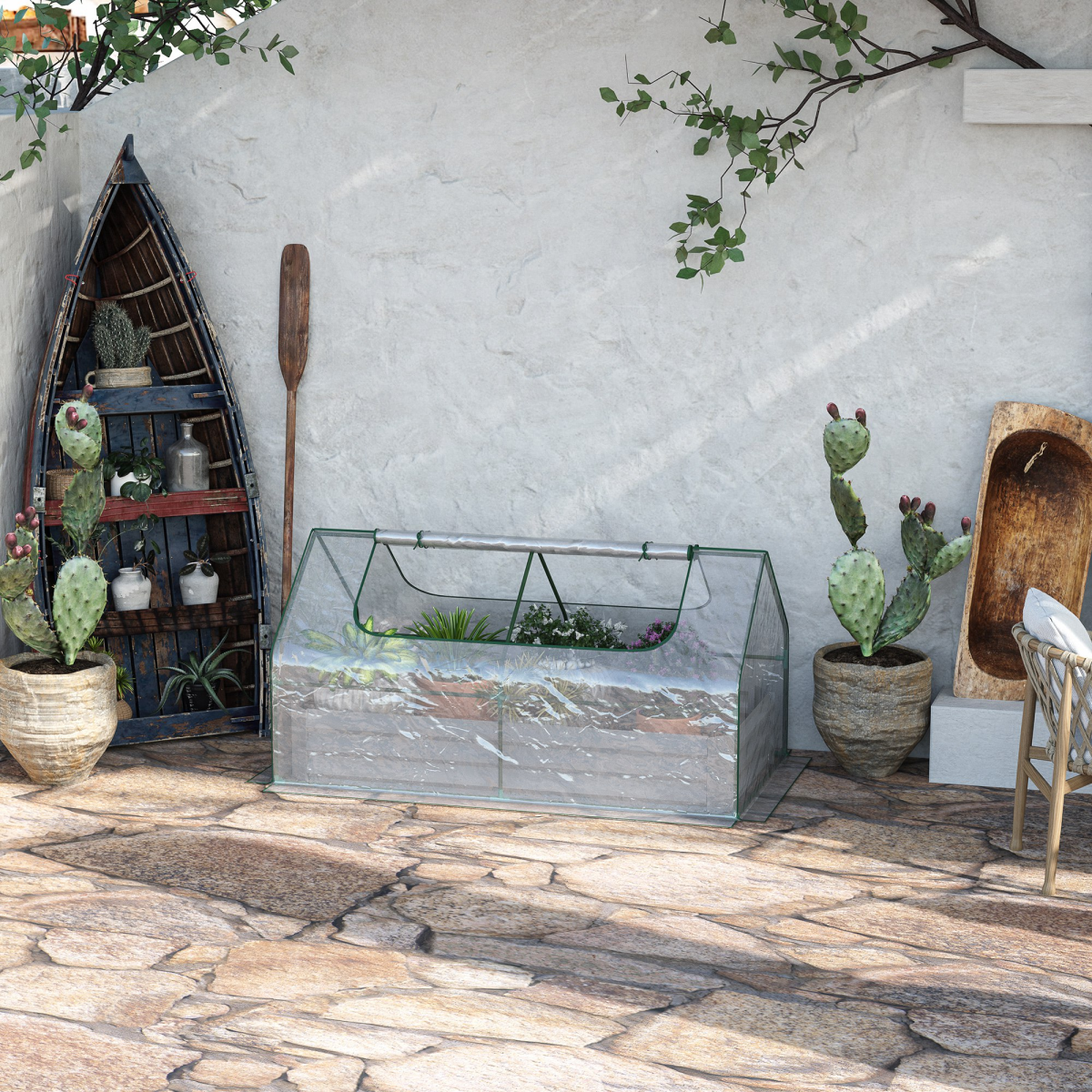 Versatile Steel Raised Garden Bed with Greenhouse Cover for Year-Round Growing