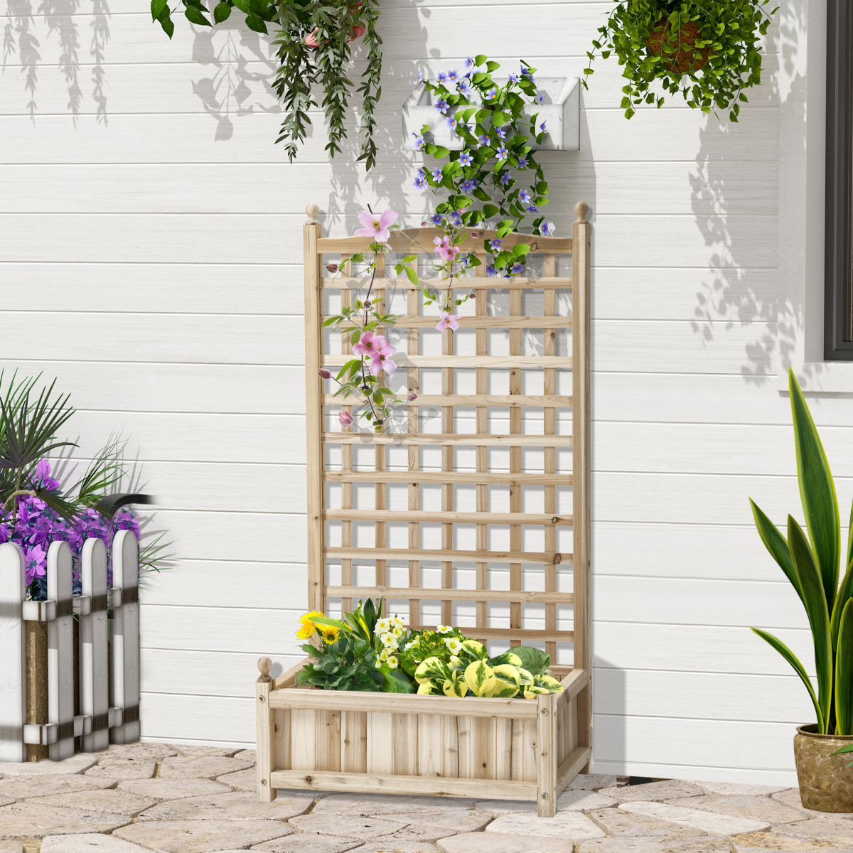 Outsunny Vertical Raised Garden Bed with Trellis - Space-Saving Planter Solution