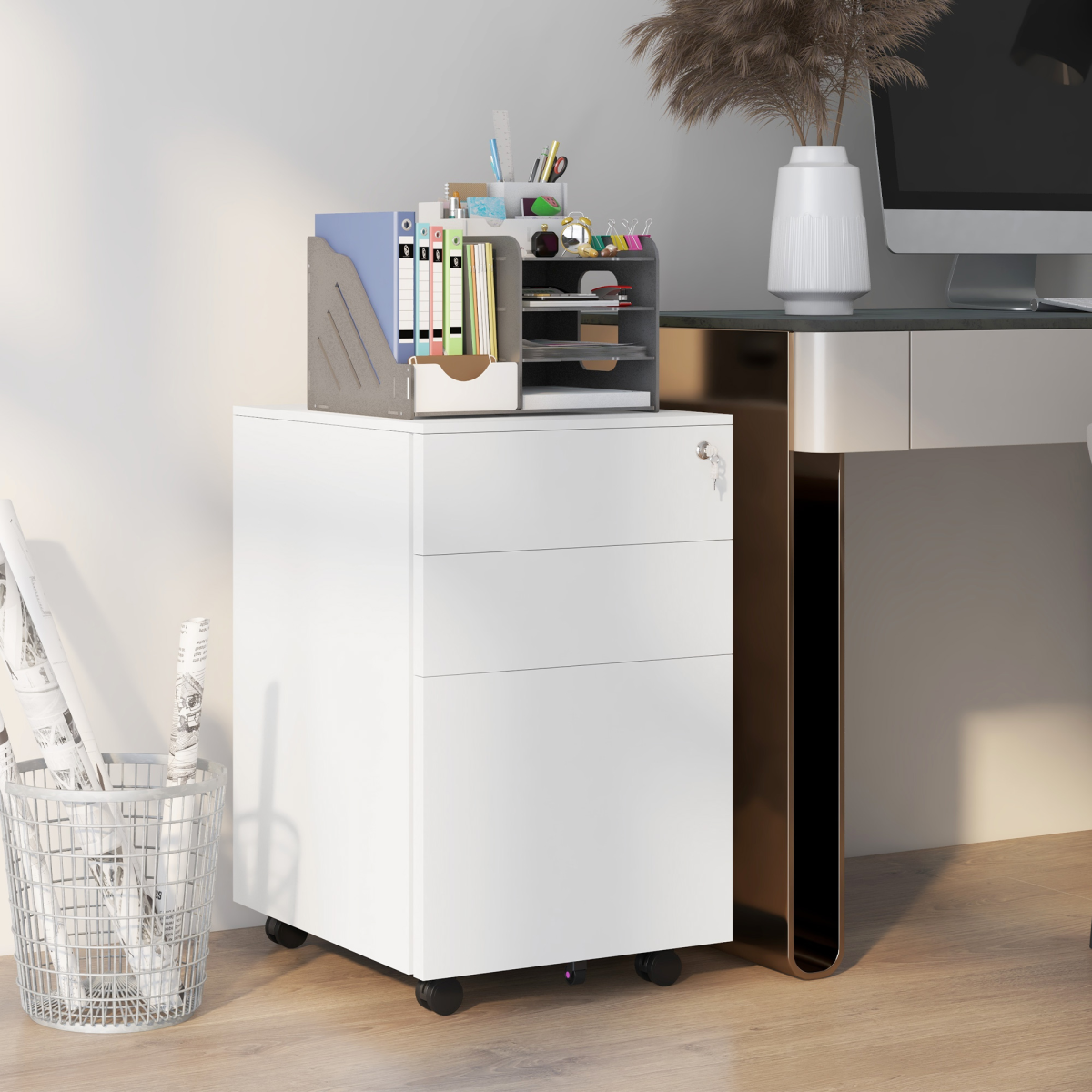 Vinsetto Secure Steel File Cabinet: Lockable Storage for A4 & Legal Files