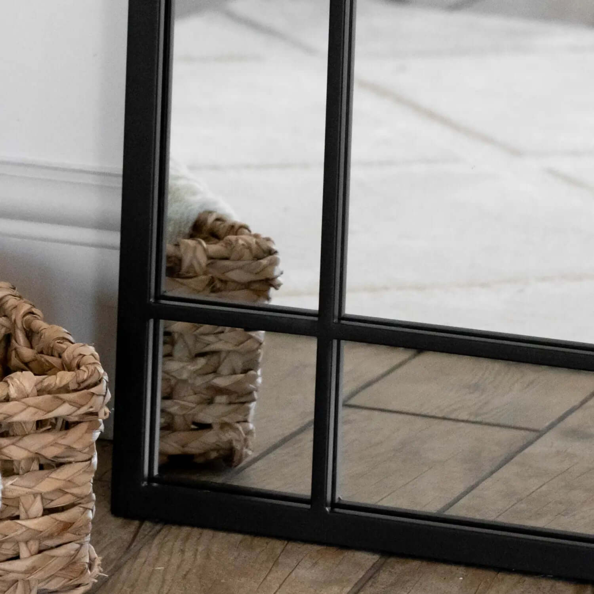 Aimi Black Metal Leaner Window Mirror - Bold 180x90cm Full-Length Elegance
