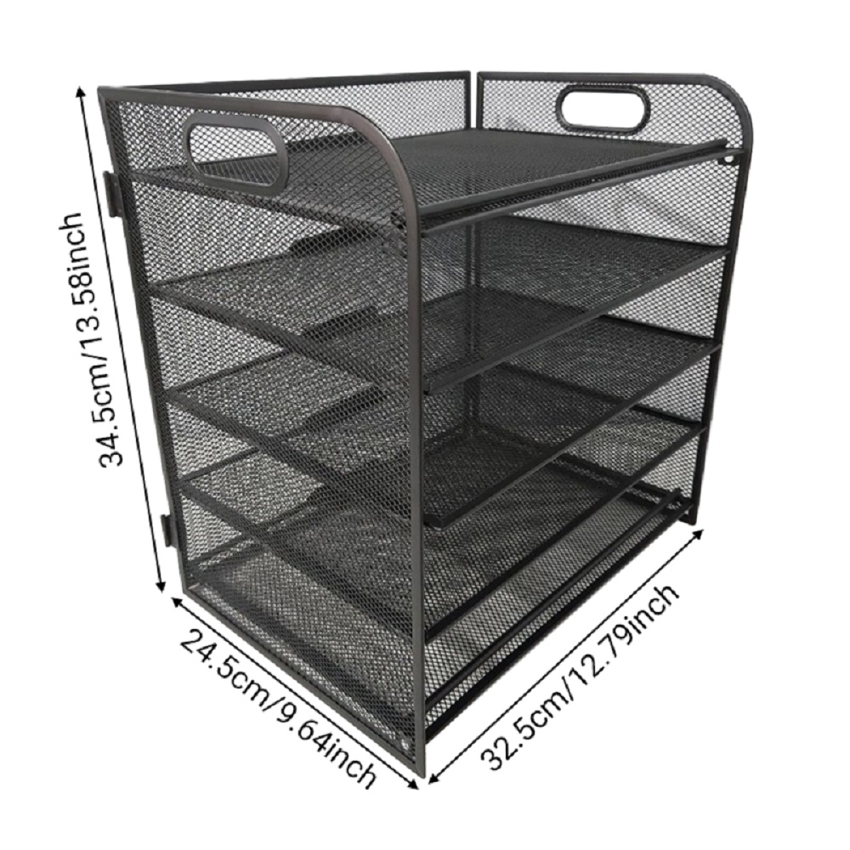 Paper Organizer, Letter Tray with Handle, Mesh Black Paper Sorter, Desk Organizer for Office, Home or School