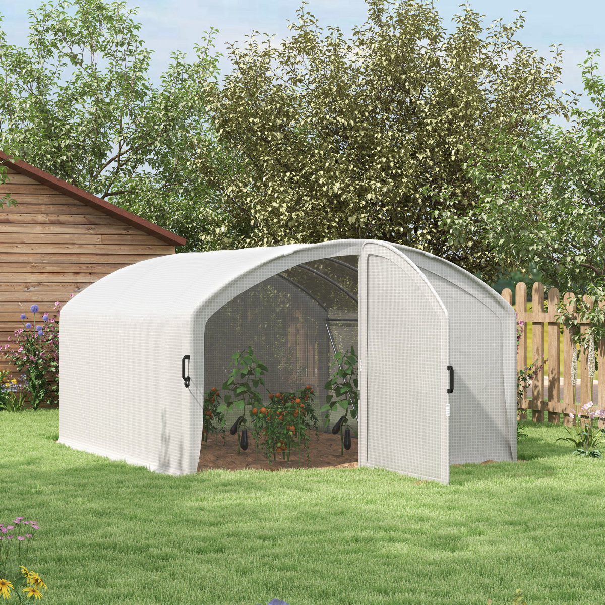 Outsunny 4 x 3 x 2m Polytunnel Greenhouse with Door, UV-resistant PE Cover