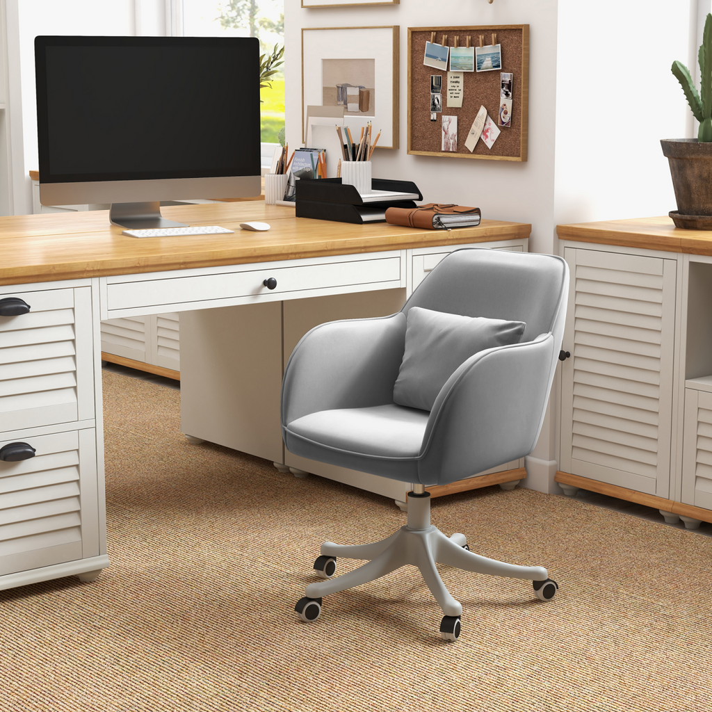Office Chair with Rechargeable Electric Vibration Massage Lumbar Pillow, Wheels