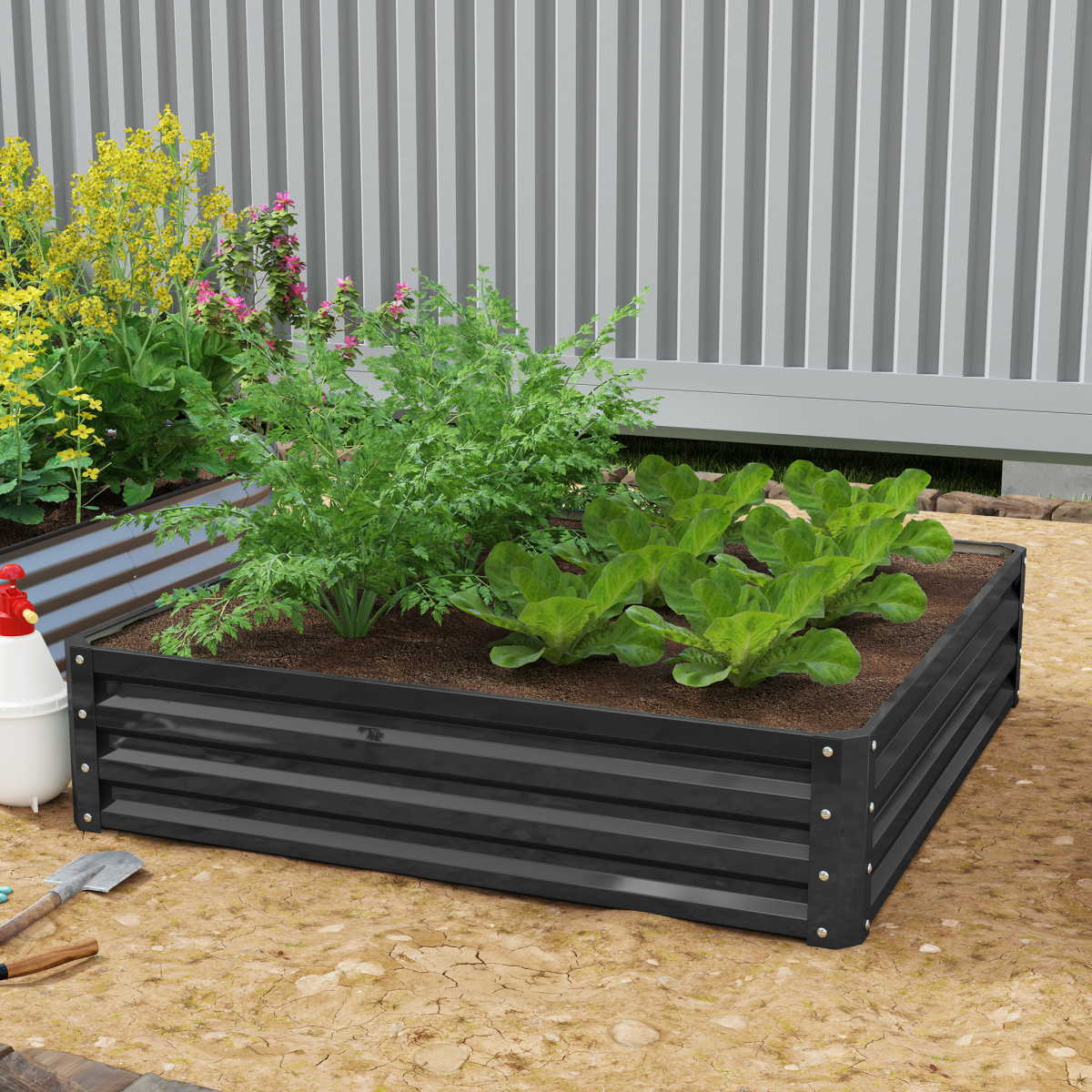 Modular Galvanized Steel Raised Garden Bed - Perfect for Flowers & Veggies!