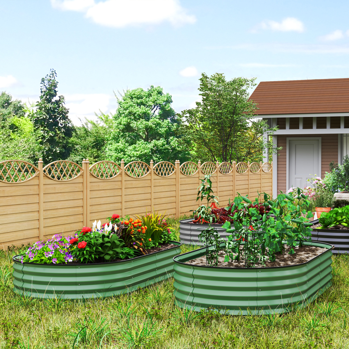 Durable Galvanised Steel Raised Garden Planters - Set of 2 for Maximum Growth