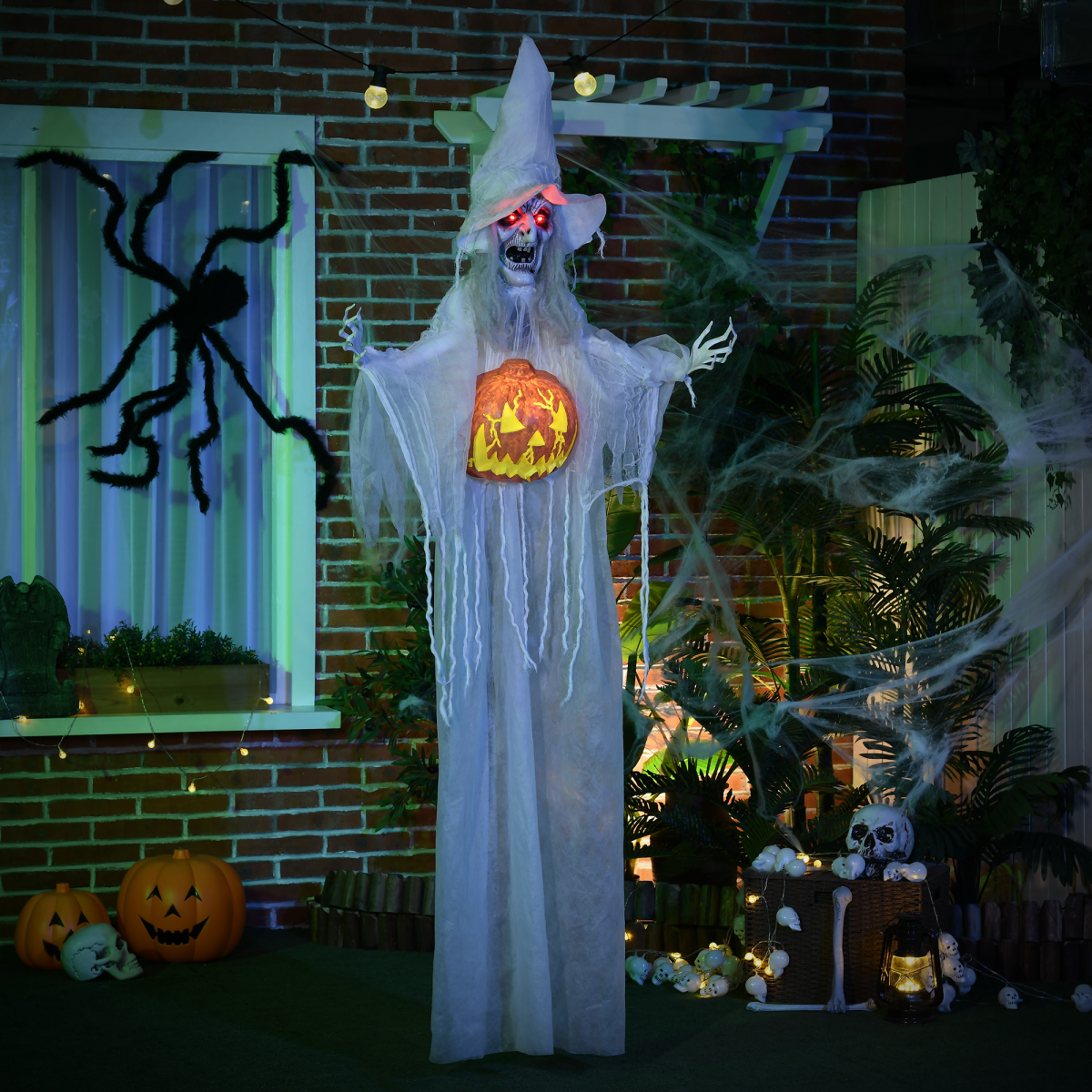 HOMCOM Standing Witch Prop Life Size with Sound and Motion Activated
