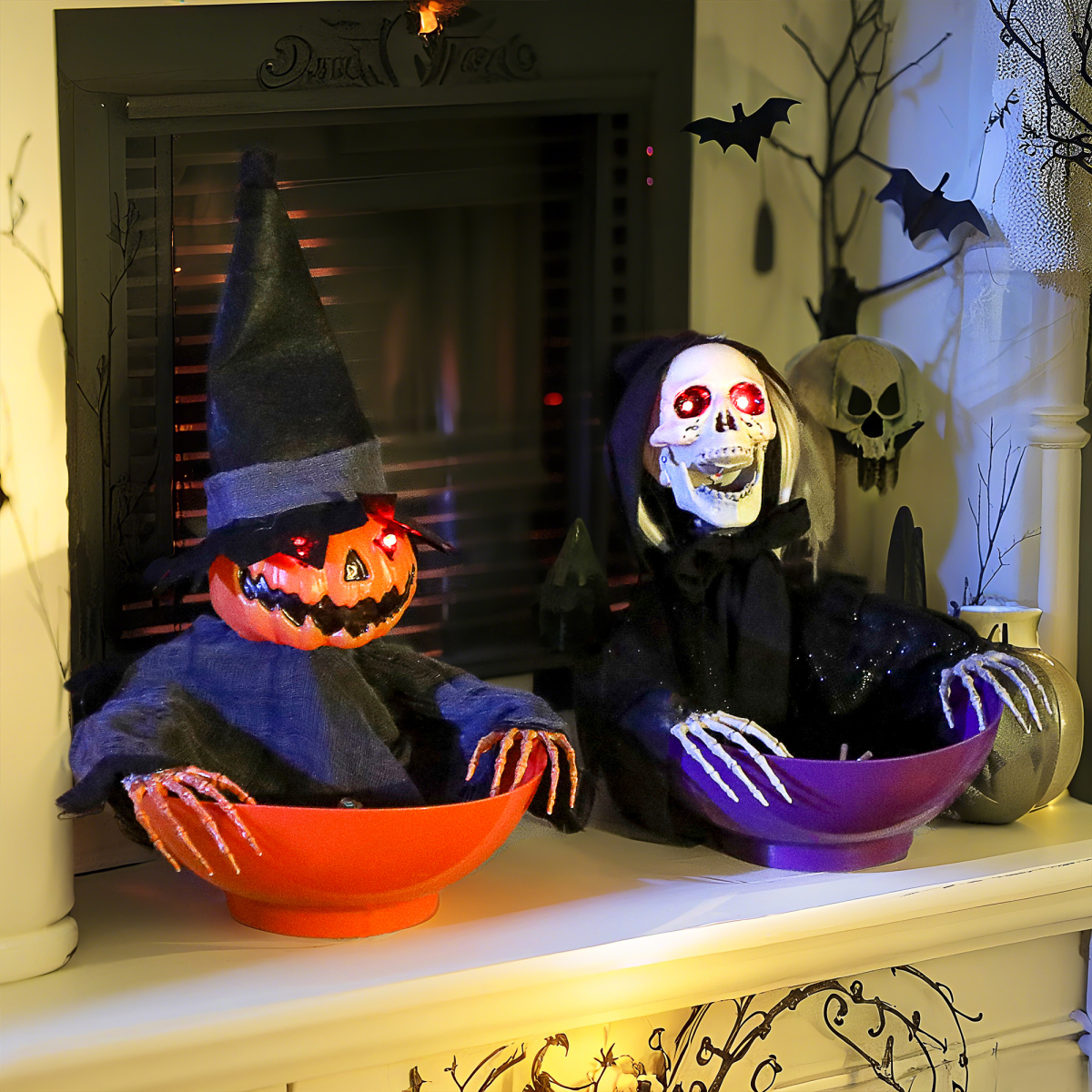 Outsunny Animated Halloween Skeleton Candy Dish for Party Decoration