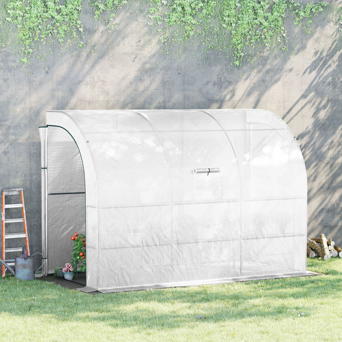 Outsunny 300x150 Greenhouse: Walk-in Garden Nursery with Ventilated Cover