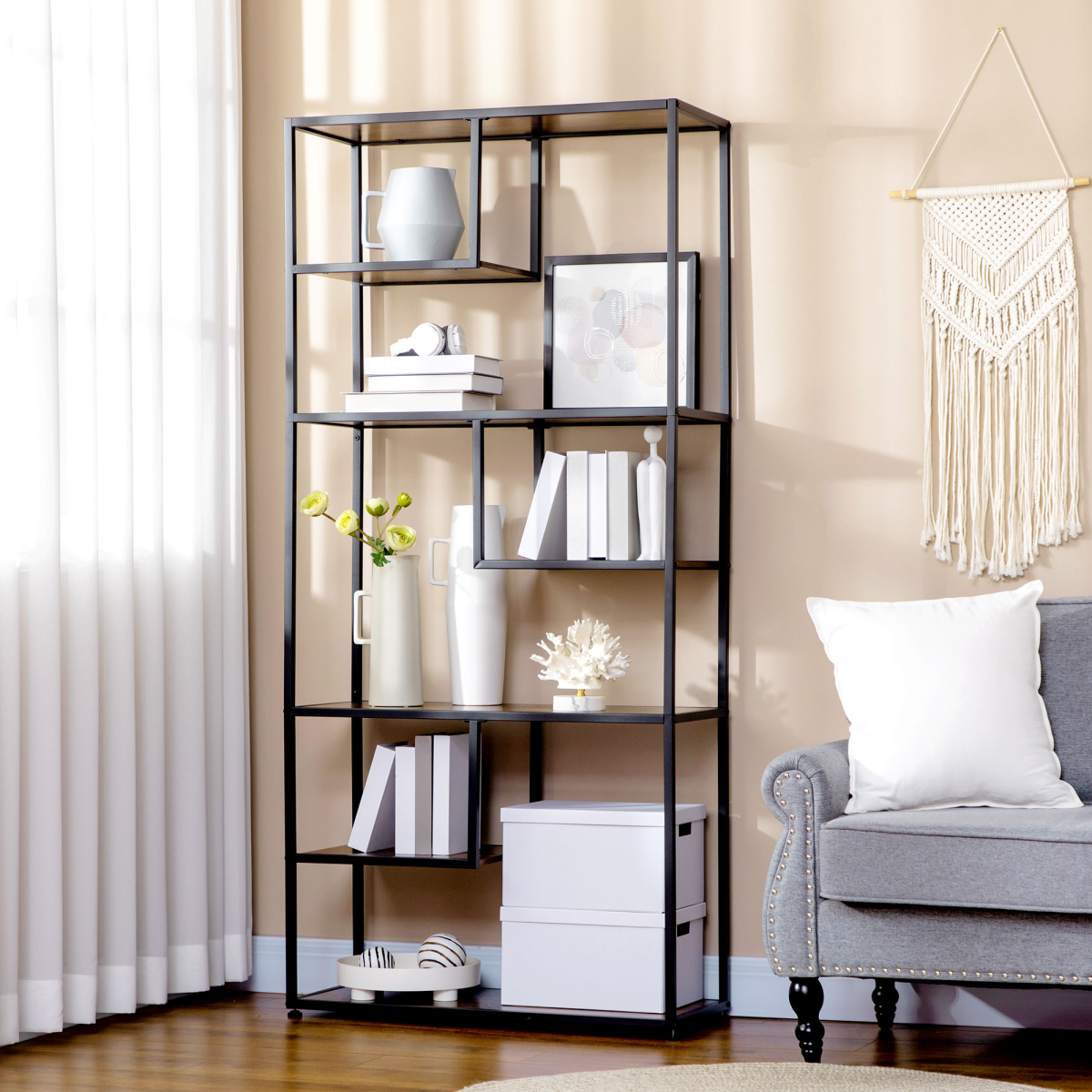 HOMCOM Industrial 7-Tier Storage Shelf - Stylish Free-Standing Bookcase