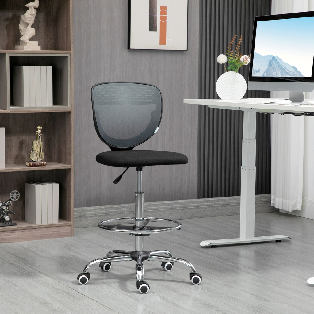 Vinsetto Adjustable Draughtsman Chair - Comfort & Support for Tall Offices
