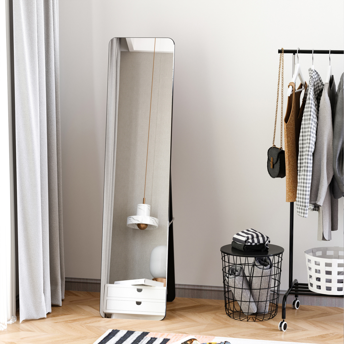 Full Length Mirror Free Standing or Wall Mount Dressing Bedroom Black