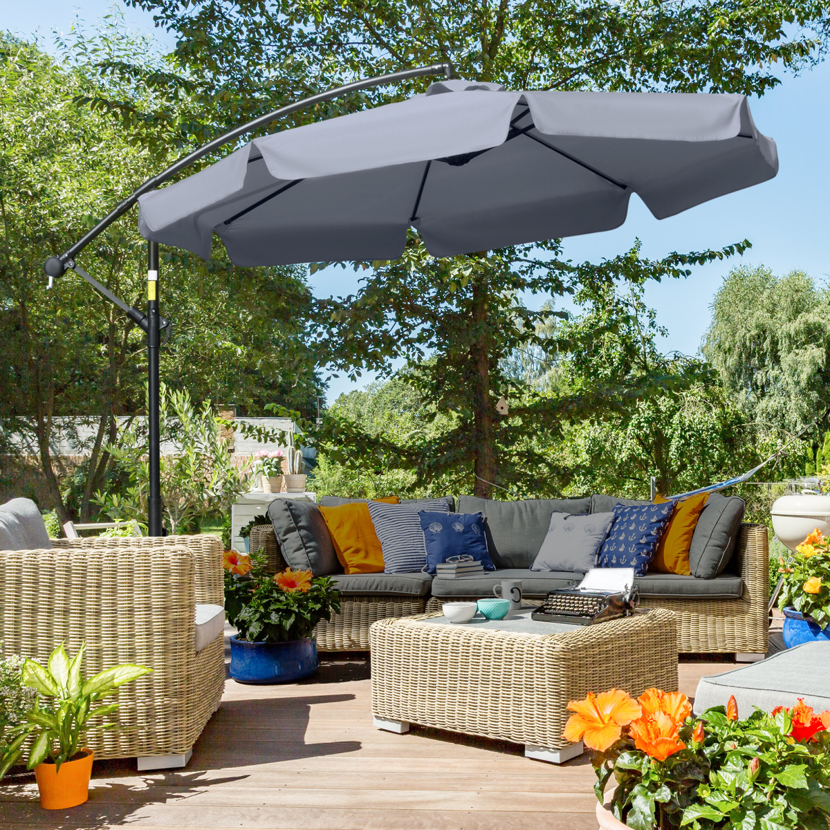 2.7mBanana Parasol Cantilever Umbrella with CrankDark Grey