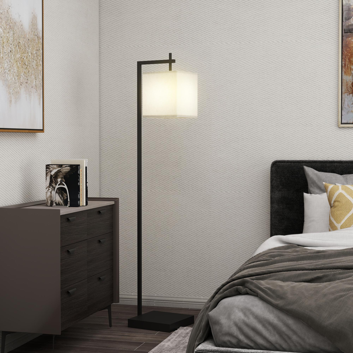 HOMCOM 66" Modern Floor Lamp for Living Room with 10 Brightness Levels