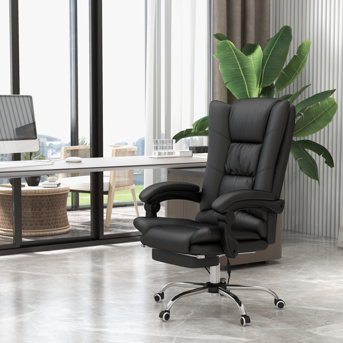 Vinsetto PU Leather Vibration Massage Office Chair with Heat, Black