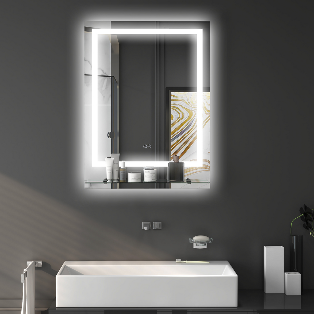 kleankin Dimmable Bathroom Mirror with LED Lights, 3 Colours, Defogging Film